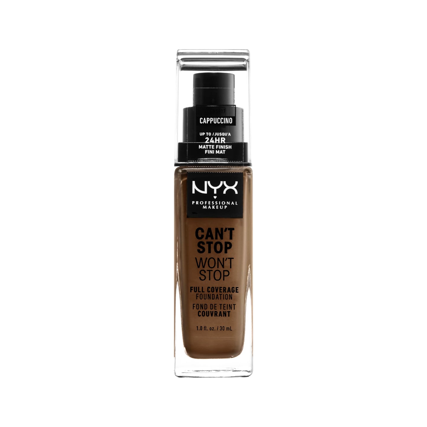 NYX PROFESSIONAL MAKEUP Can't Stop Won't Stop Foundation, 24h Full Coverage Matte Finish - Cappuccino