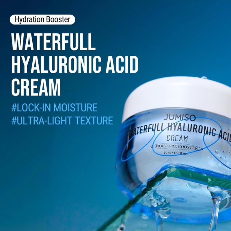 JUMISO Waterfull Hyaluronic Cream - Deep Hydrating Korean Face Moisturizer with 3-Complex Hyaluronic Acid | Vegan, Fragrance-Free, 3.38 oz.