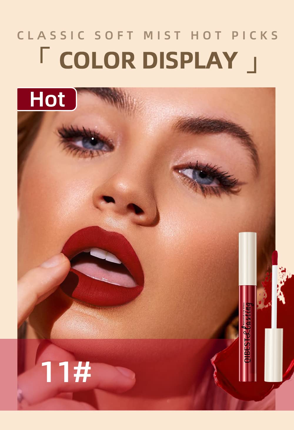 12Pcs Makeup Matte Lipstick Lip Kit, Classic Nudes & Bold Reds Lipstick Set, Non-Stick Cup Not Fade Liquid Lipstick Waterproof Long Lasting Durable Nude Lip Gloss, labiales mate 24 horas originale