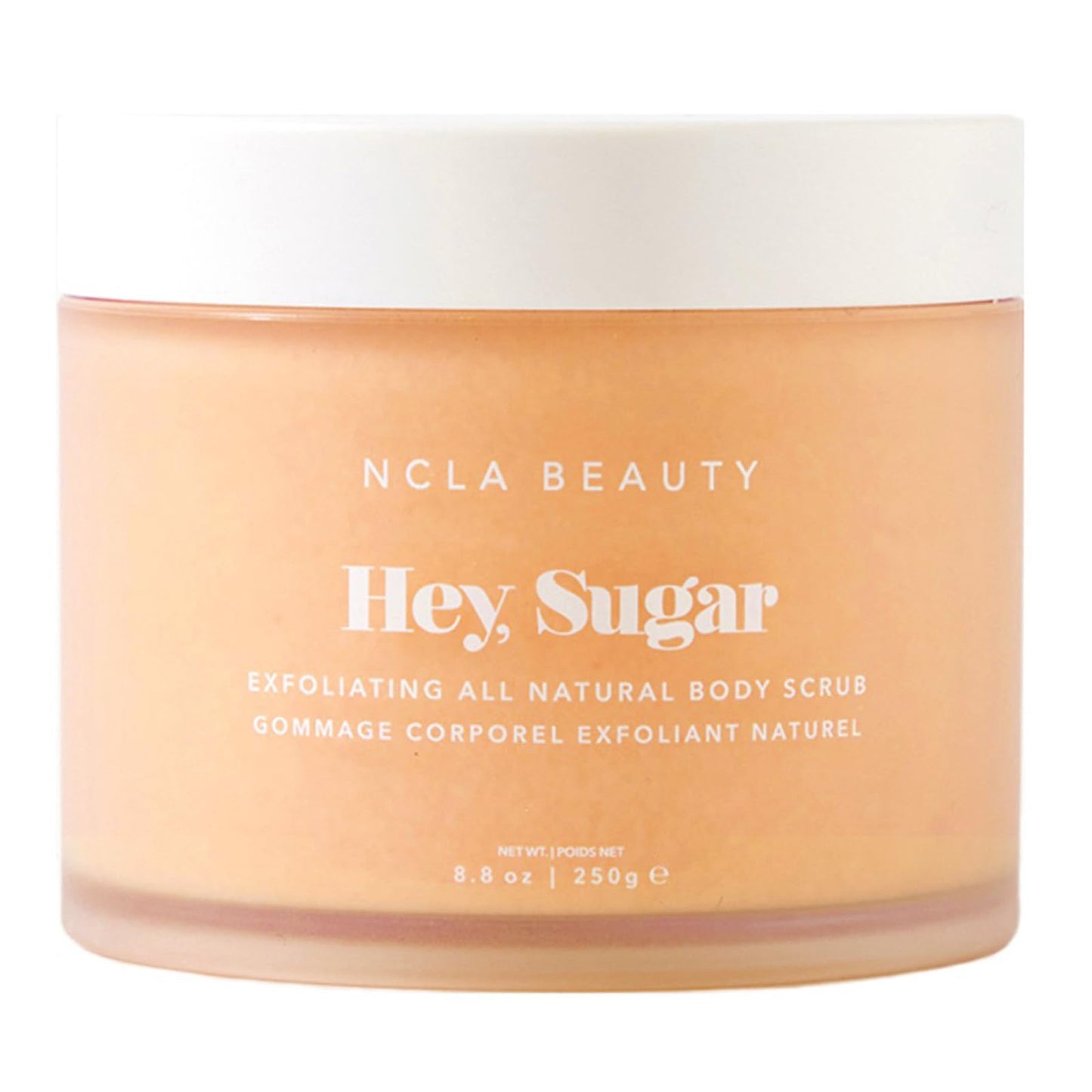 NCLA Beauty Hey Sugar All Natural Body Scrub - Moisturizing, Exfoliating Sugar Scrub - Shea, Cocoa, and Mango Butters - Peach - 8.8 oz