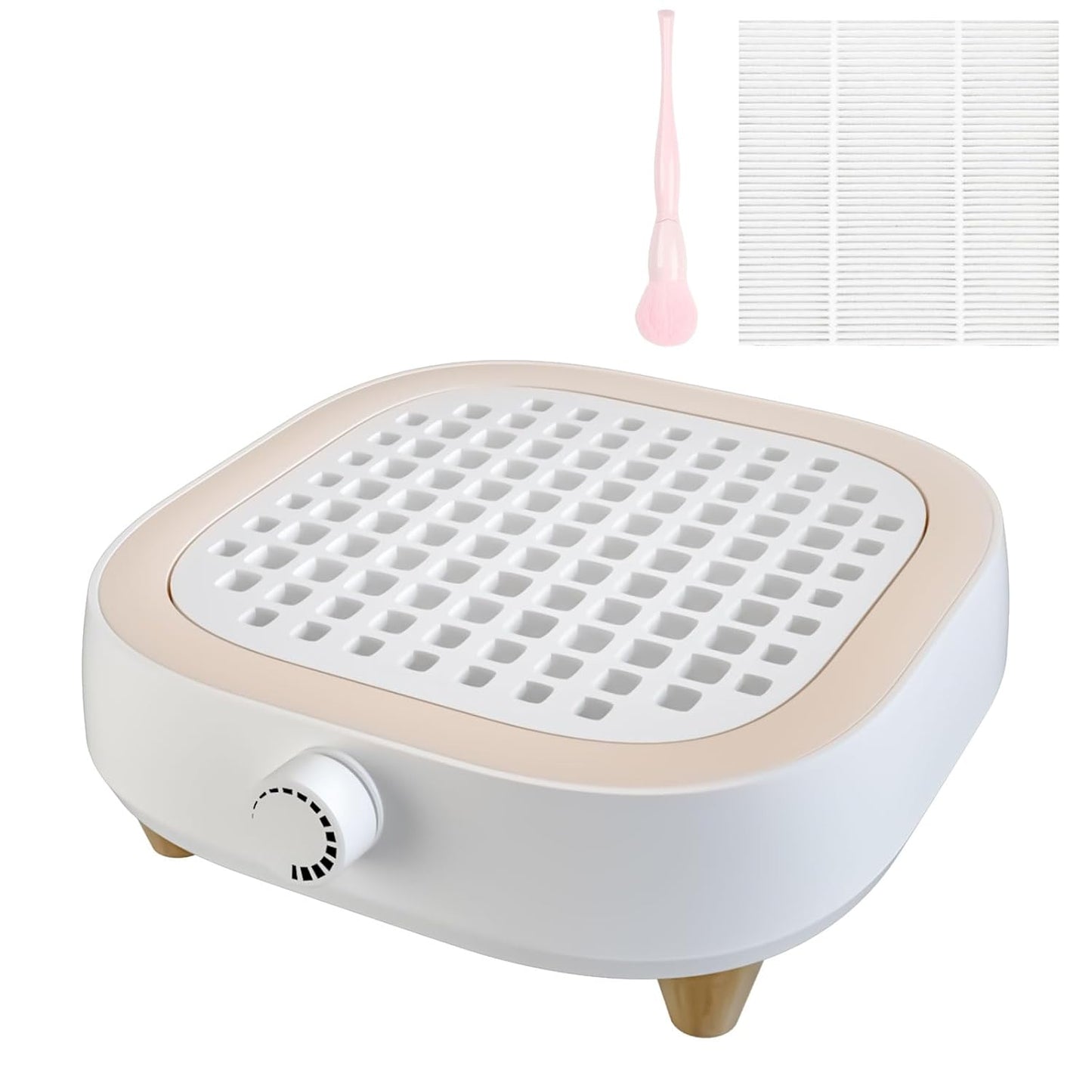 Nail Dust Collector with Reusable Filters - Powerful Vacuum Fan for Acrylic Nails, Salon & Home Use - Milk White