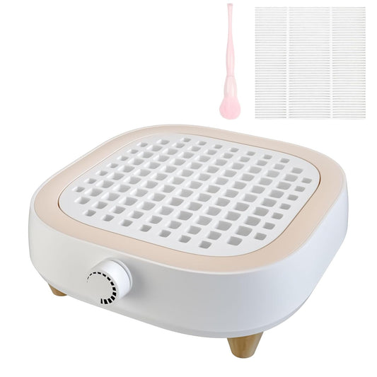 Nail Dust Collector with Reusable Filters - Powerful Vacuum Fan for Acrylic Nails, Salon & Home Use - Milk White