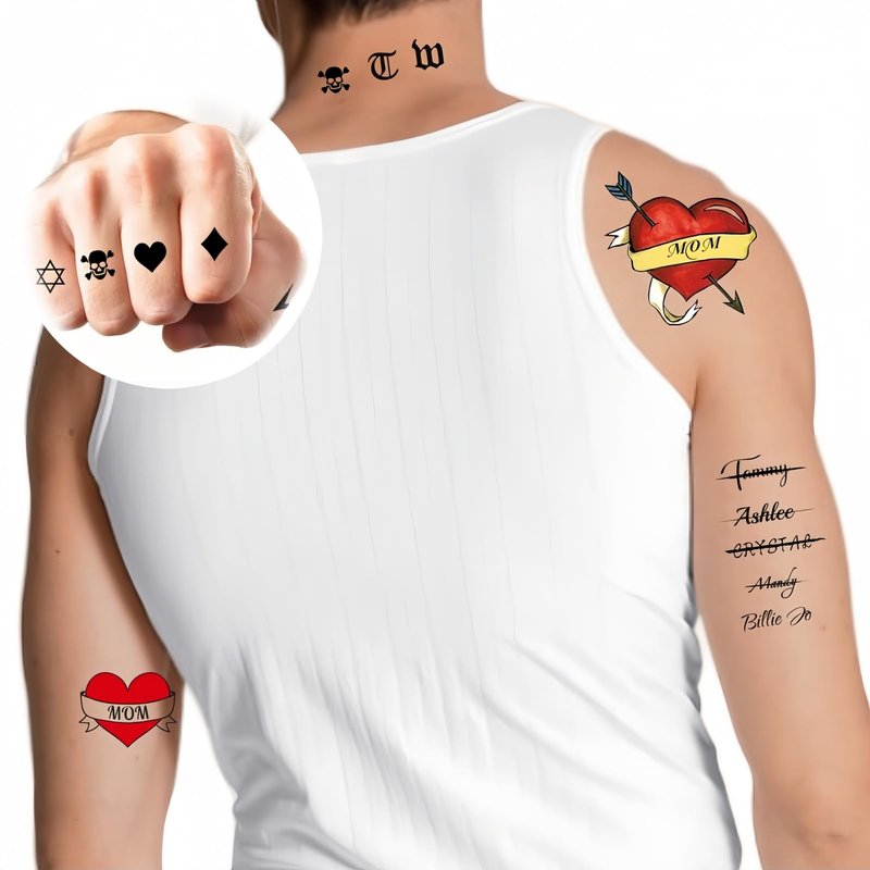 White Trash Temporary Tattoos for Adults – Funny Fake Tattoos for Halloween & Costume Parties – Hillbilly, Trashy Party Attire – Easy to Apply, Waterproof & Long-Lasting (9 Sheets)