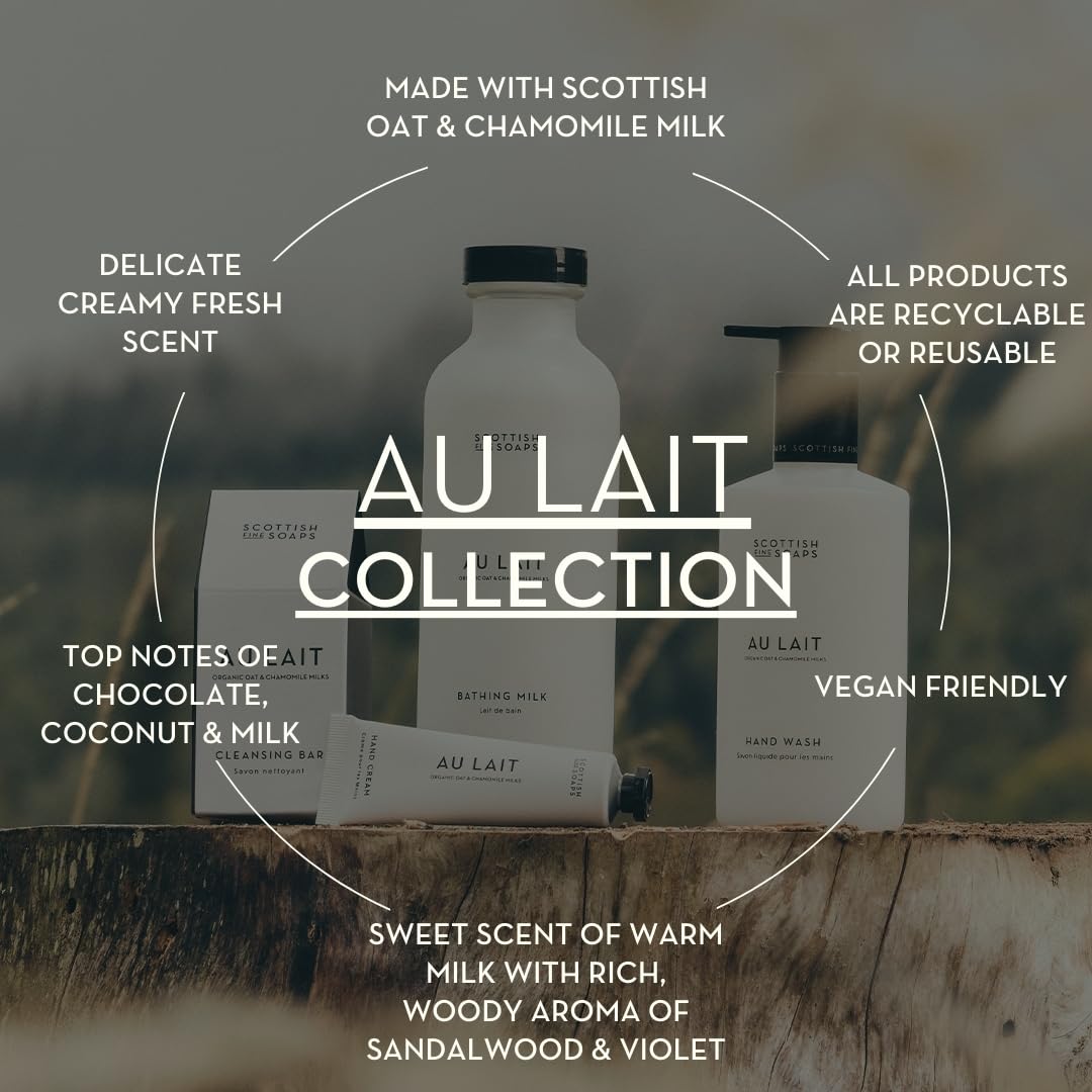 Scottish Fine Soaps Au Lait Luxury Hand Care Collection Set, Oat & Chamomile Milk, Vegan Friendly, Chocolate, Coconut & Sandalwood Fragrance
