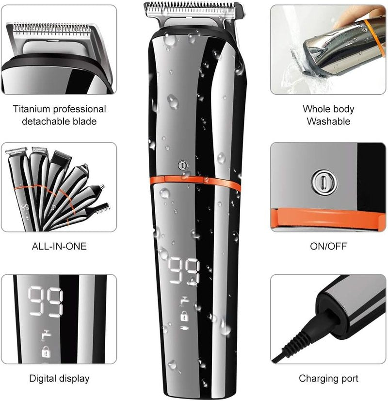 SURKER Beard Trimmer - 6-in-1 Cordless Precision Grooming Kit for Men | Waterproof & USB Rechargeable