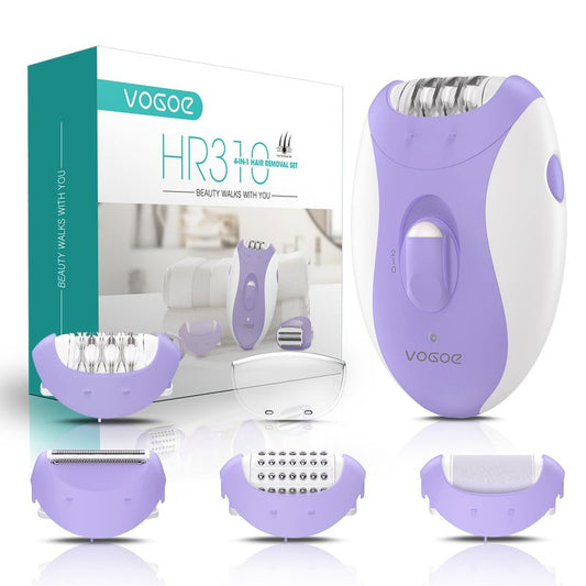 VOGOE Epilator for Women-Cordless Epilators Hair Removal for Women, 4-in-1 Electric Razor Hair Remover, 2 Speeds & 21 Tweezers for Face Legs Arms Armpit Bikini, Purple HR310