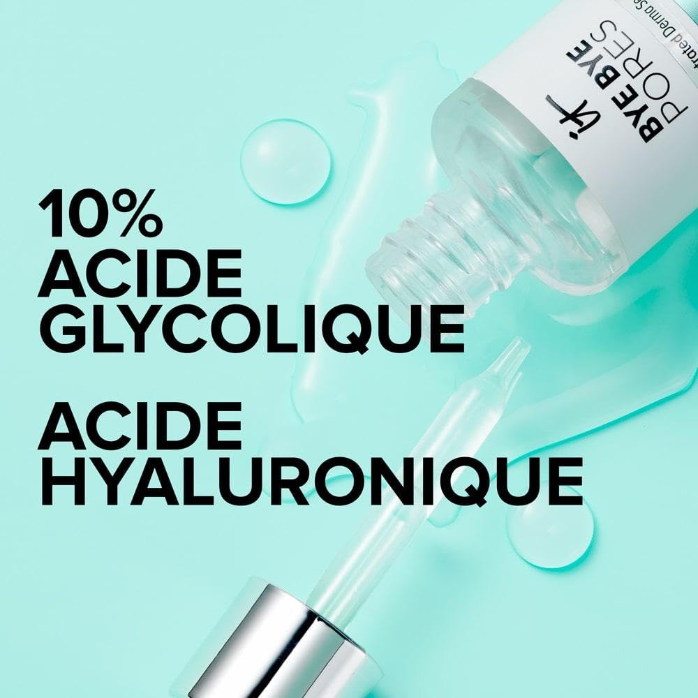 IT Cosmetics Bye Bye Pores 10% Glycolic Acid Face Serum - Visibly Minimizes Pores In 1 Week & Gently Exfoliates to Help Refine Skin’s Texture - With Hyaluronic Acid for Hydration -1 Fl. Oz