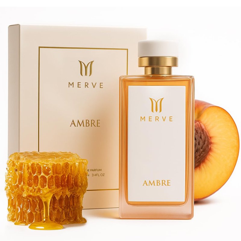 Merve Ambre Perfume For Women 3.4 oz | Long Lasting Fragrance | Jasmine, Honey, Floral, Fruity, Soft Spicy, Amber, Musk | Eau de Parfum
