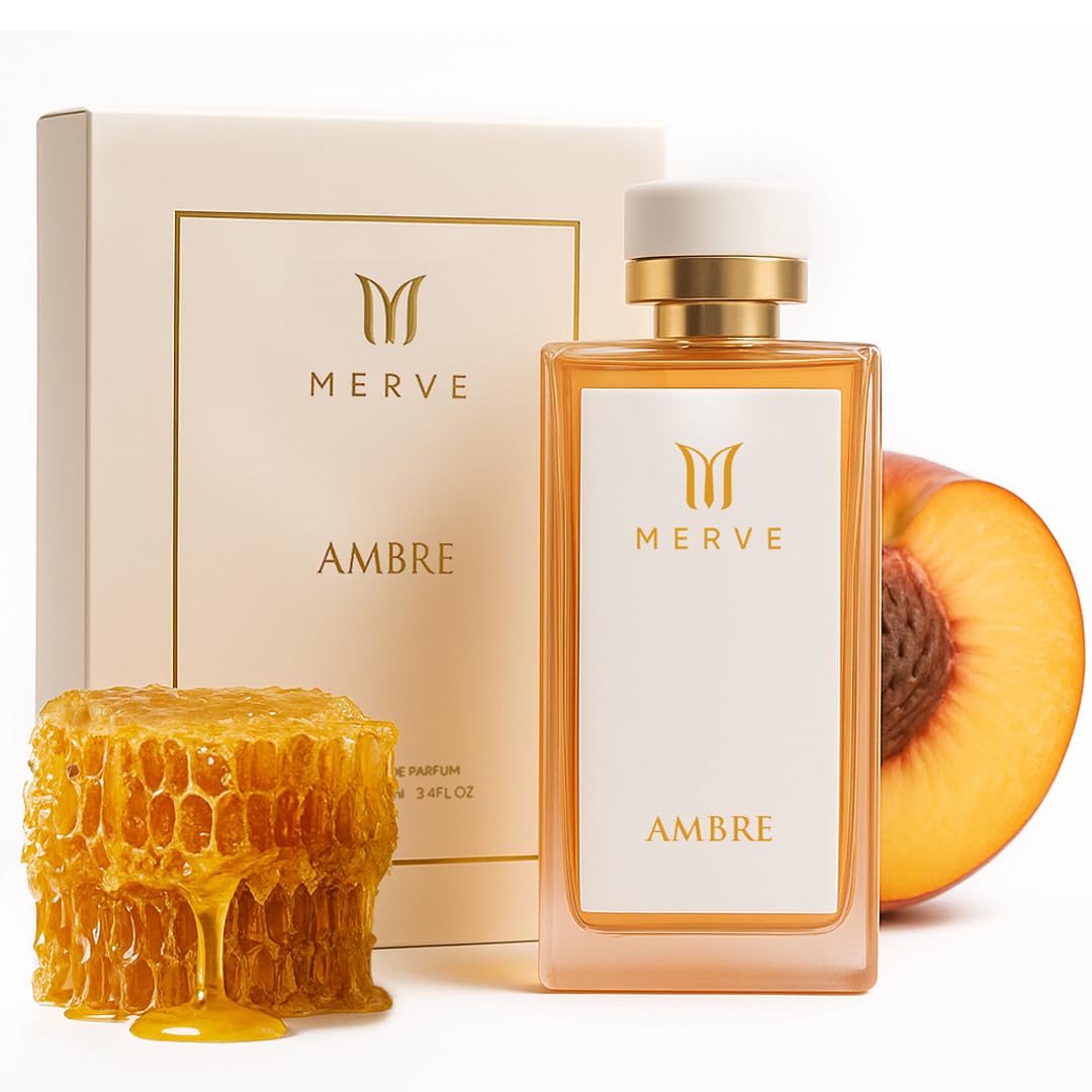 Merve Ambre Perfume For Women 3.4 oz | Long Lasting Fragrance | Jasmine, Honey, Floral, Fruity, Soft Spicy, Amber, Musk | Eau de Parfum