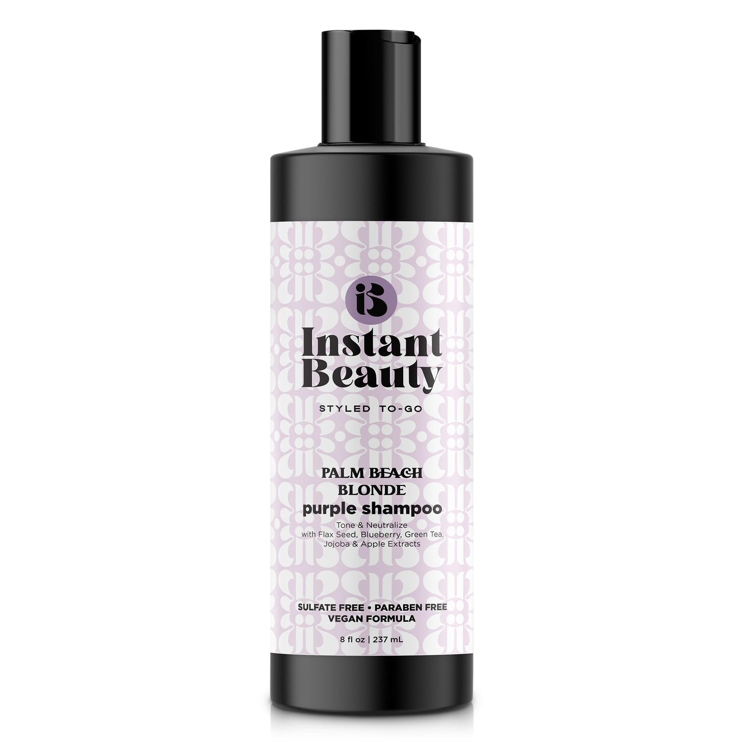 Instant Beauty, Palm Bleach Blonde Purple Shampoo, Sulfate-Free, Color Depositing for Blonde and Gray Hair
