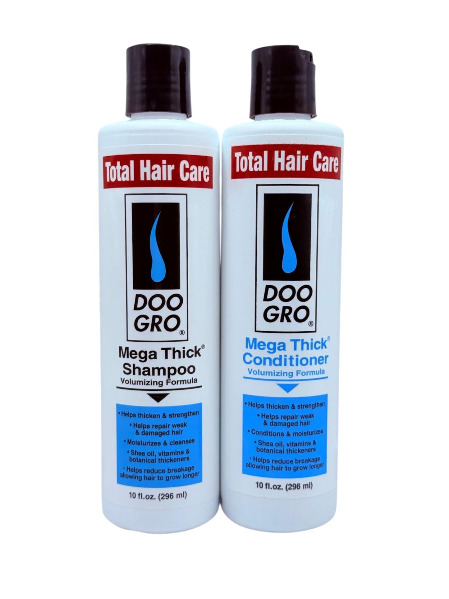 Mega Thick Shampoo & Conditioner Duo (10 oz Each) – Volumizing System with Vitamins & Herbs – Promotes Fuller, Thicker-Looking Hair