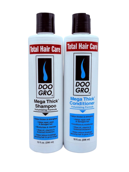 Mega Thick Shampoo & Conditioner Duo (10 oz Each) – Volumizing System with Vitamins & Herbs – Promotes Fuller, Thicker-Looking Hair