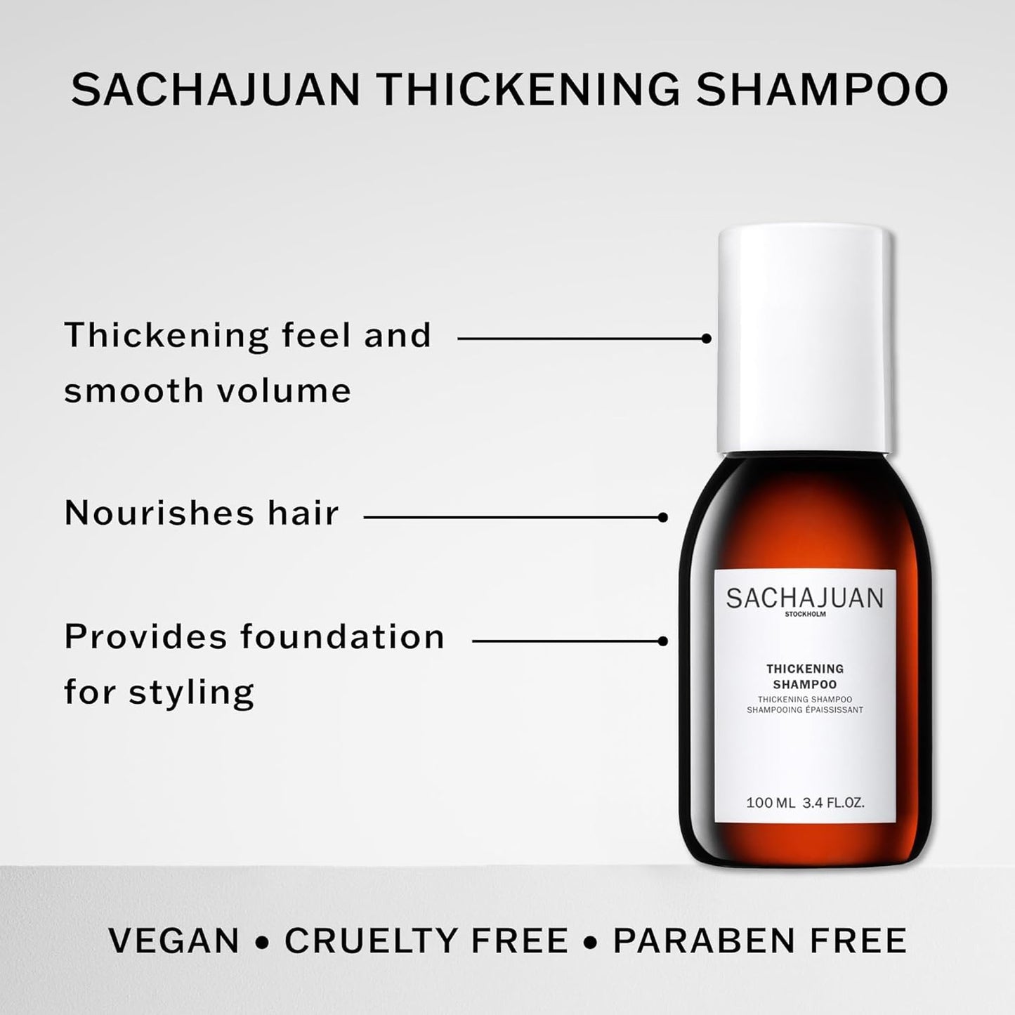 SACHAJUAN Thickening Shampoo | Volumizing Shampoo for Fine & Thin Hair | Adds Fullness, Thickness & Elasticity | With Heat & UV Protection | Thickening Technology | Paraben-Free | 8.4 oz