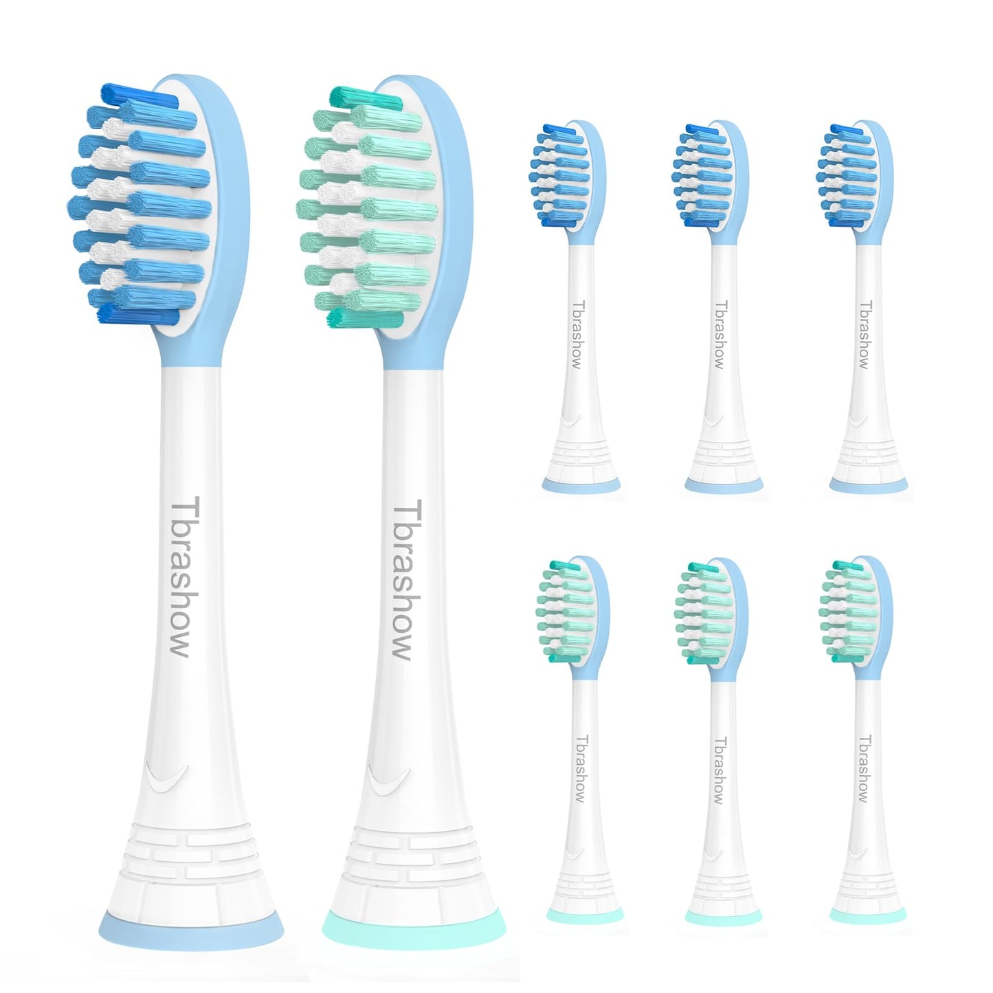 Replacement Toothbrush Heads for Phillips Sonicare, Compatible with Click-On Toothbrushes Including 2 Series Plaque Control,3 Series Gum Health, DiamondClean & FlexCare,8-Pack (Blue)