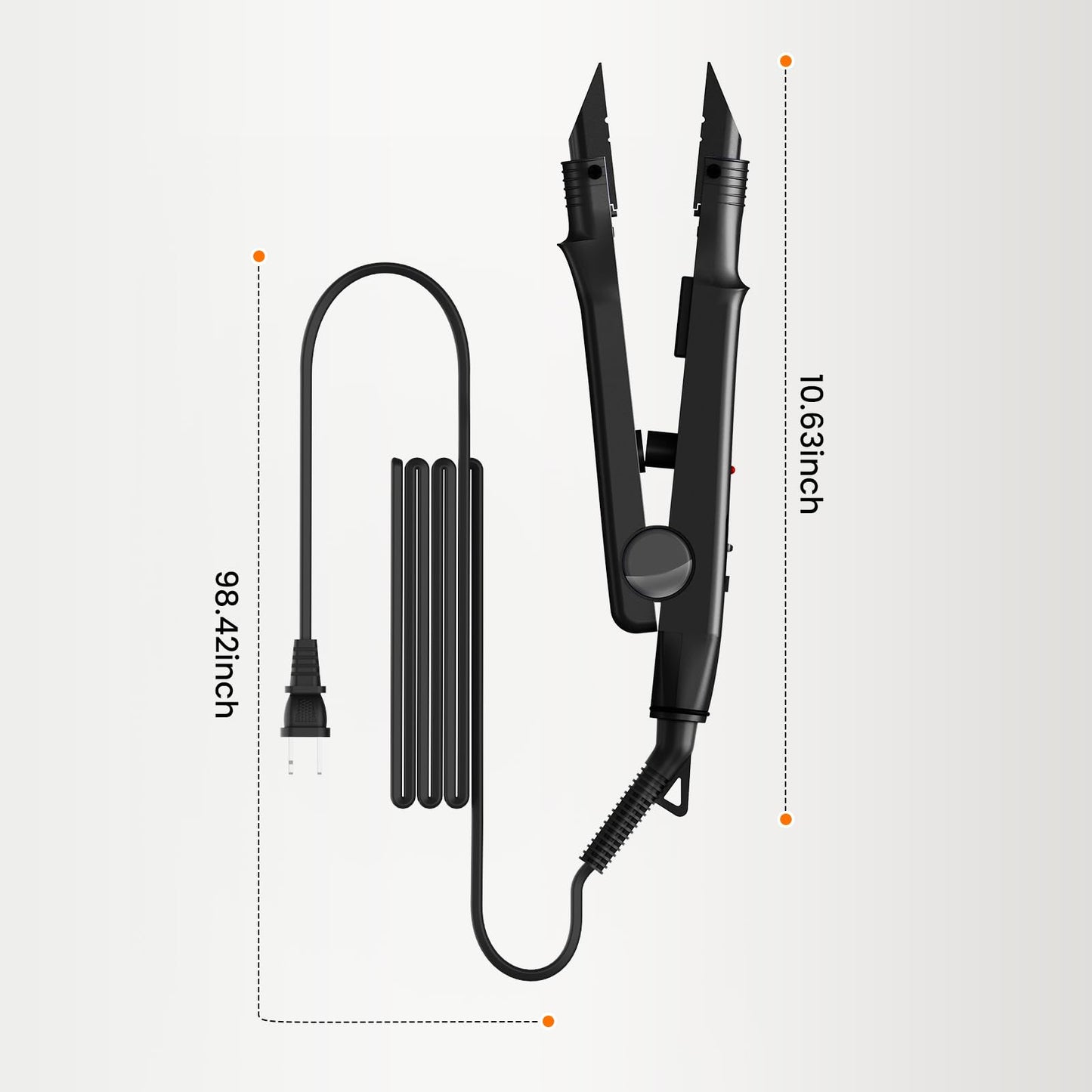 TopWigy Professional Hair Extensions Tool Hair Connector Fusion Heat Iron Connector Wand Temperature Adjustable Melting Tool with US Plug (Black B-tip)
