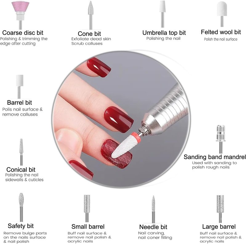 Electric Nail Drill Machine - 45000RPM Rechargeable Portable File with Smart LCD Screen for Gel Manicure & Pedicure | DIY Kit