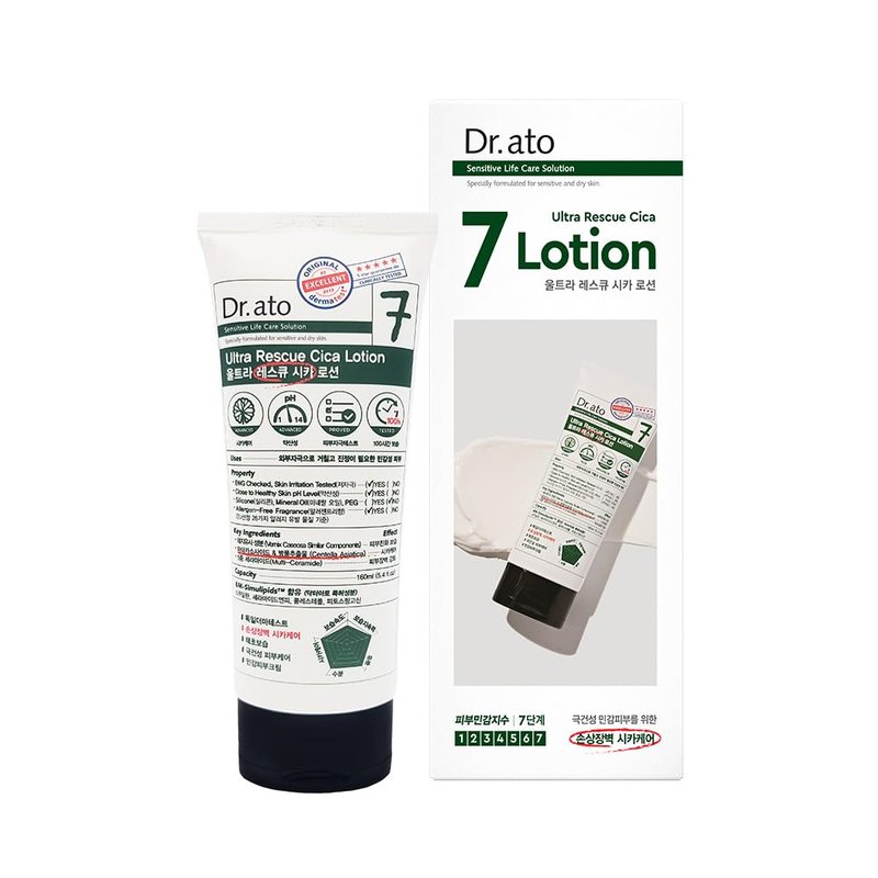 Dr.ato Ultra Rescue Cica Lotion for Body & Face Korean Skincare (5.4 Fl Oz)