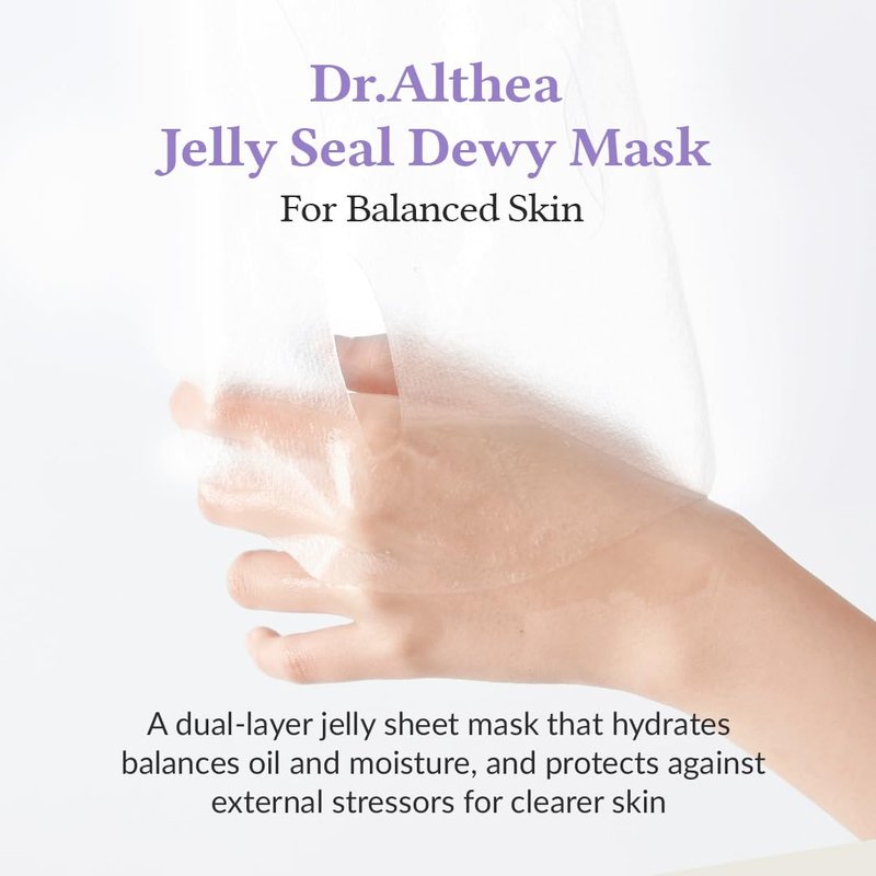 Dr.Althea Jelly Seal Dewy Mask - Hydrating PhytoPDRN Lotus Formula | Vegan Korean Skincare (Pack of 4)