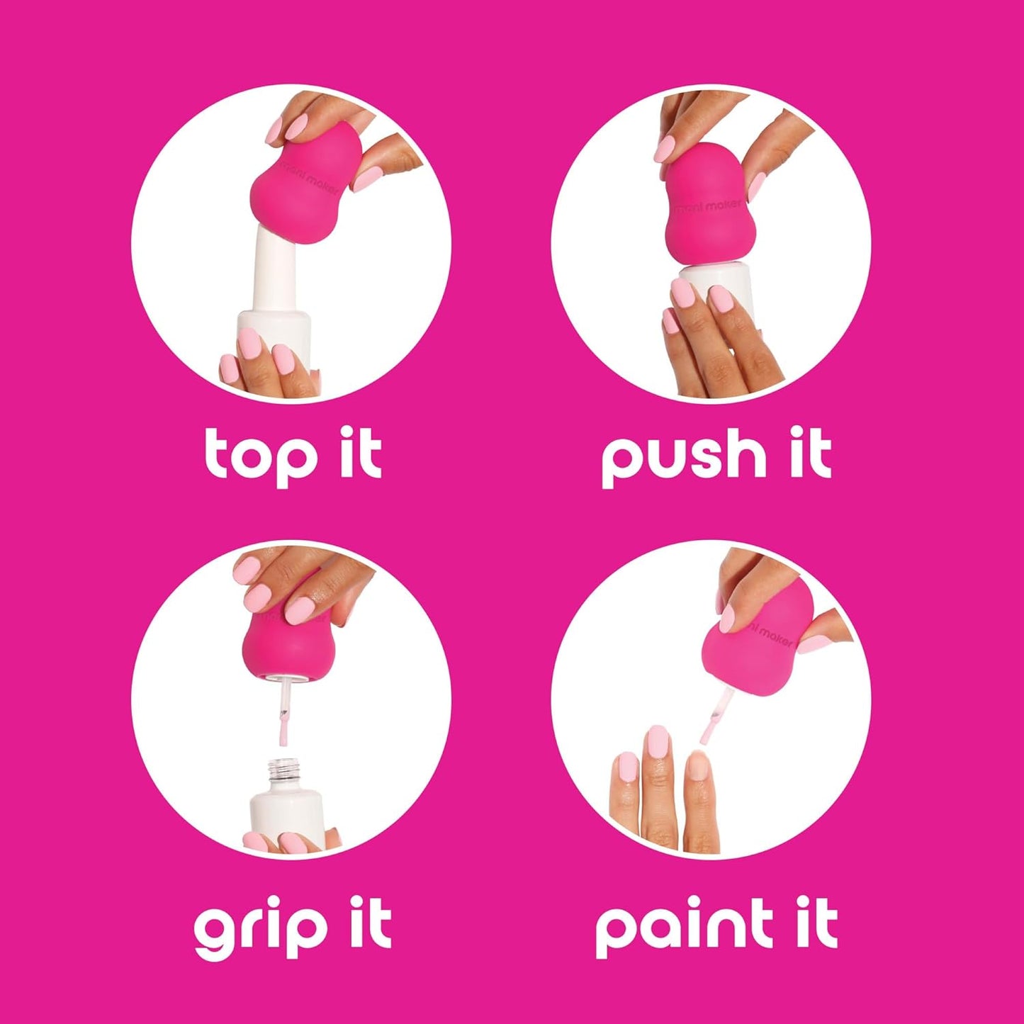 Universal Nail Polish Grip - Precision Painting Tool for DIY Manicures | Easy to Use, Suitable for Lefties & Righties - 4 Fun Colors