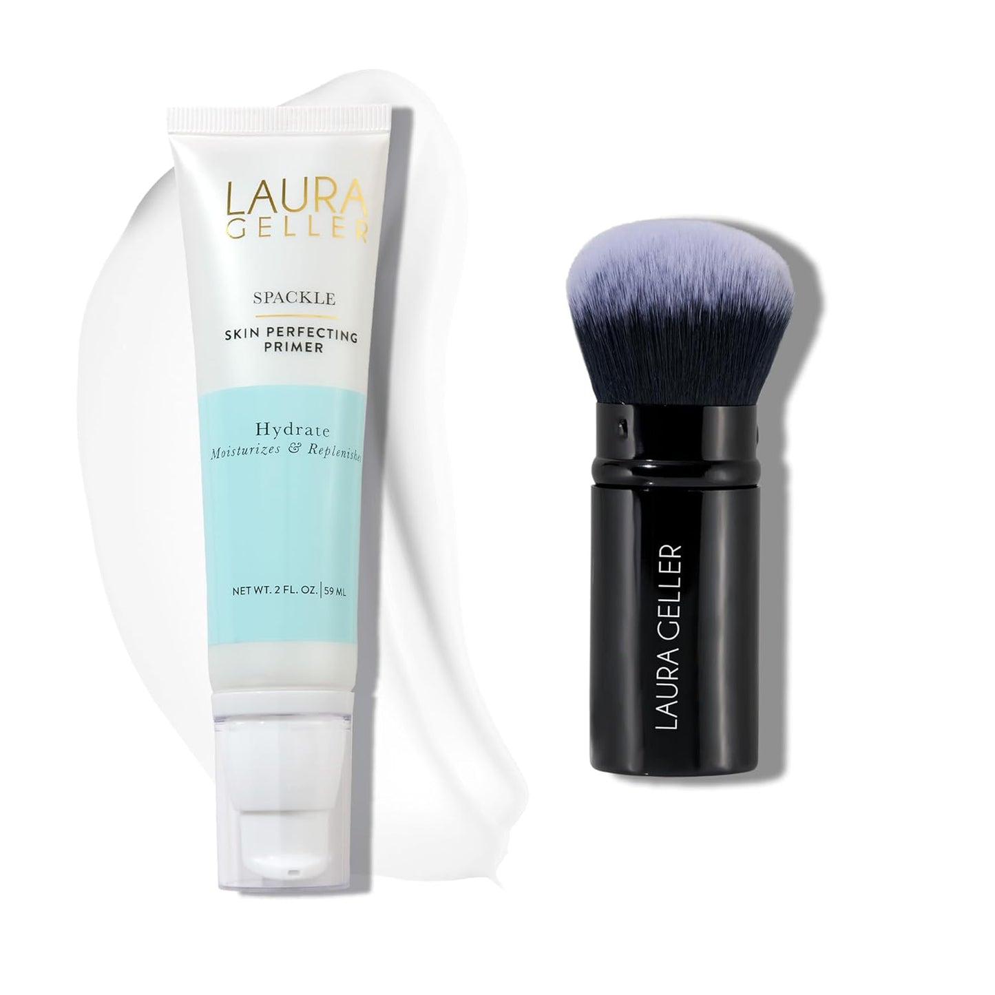 Laura Geller Makeup Primer - Super-Size Hydrating Spackle with Hyaluronic Acid | Includes Airbrush Kabuki Brush