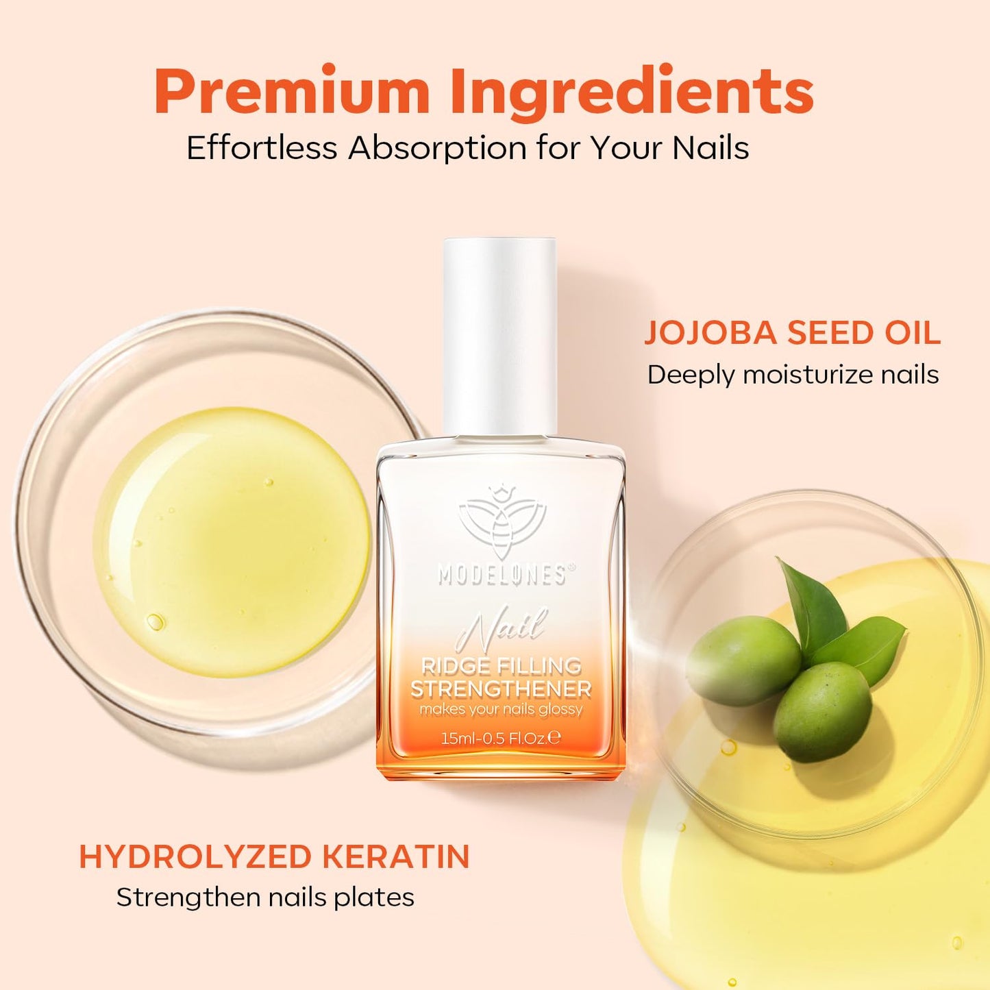 modelones Nail Strengthener and Growth Nail Polish Nail Hardener Extra Strong and Growth Nail Repair for Damaged Nails Strengthening Polish