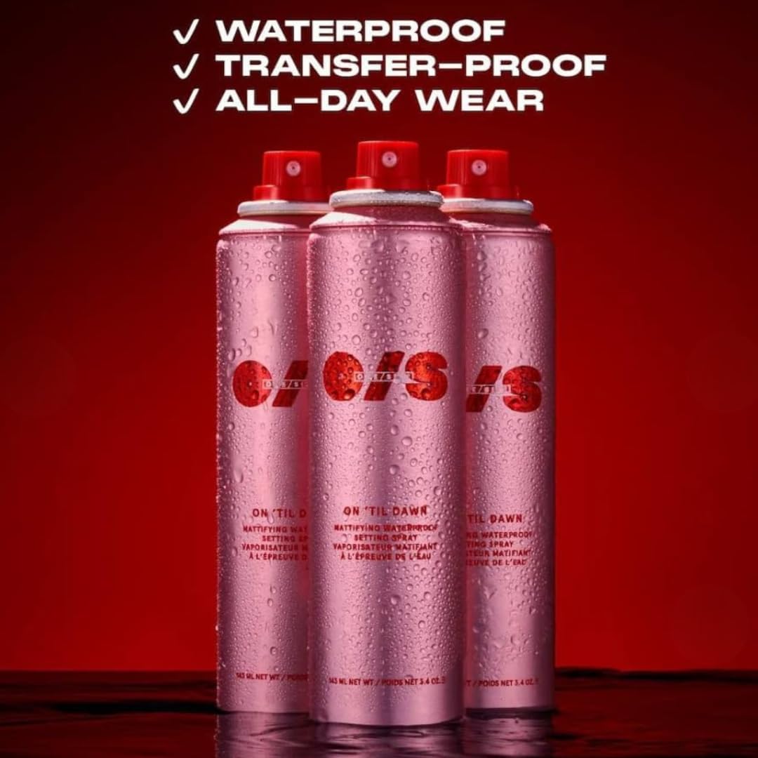 One Size by Patrick Starrr On 'Til Dawn Travel Size Mini Mattifying Waterproof Setting Spray for Long Lasting Face Makeup, All Day Matte Finish, Light Finishing Spray