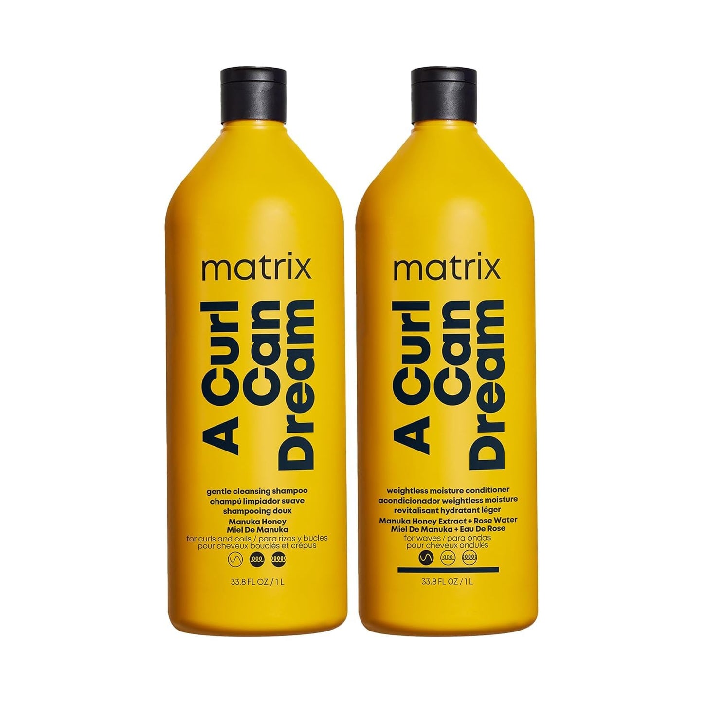 MATRIX A Curl Can Dream Weightless Moisture Shampoo and Conditioner Set | For Wavy Hair | All Day Frizz Control | With Manuka Honey Extract and Rose Water | Silicone Free