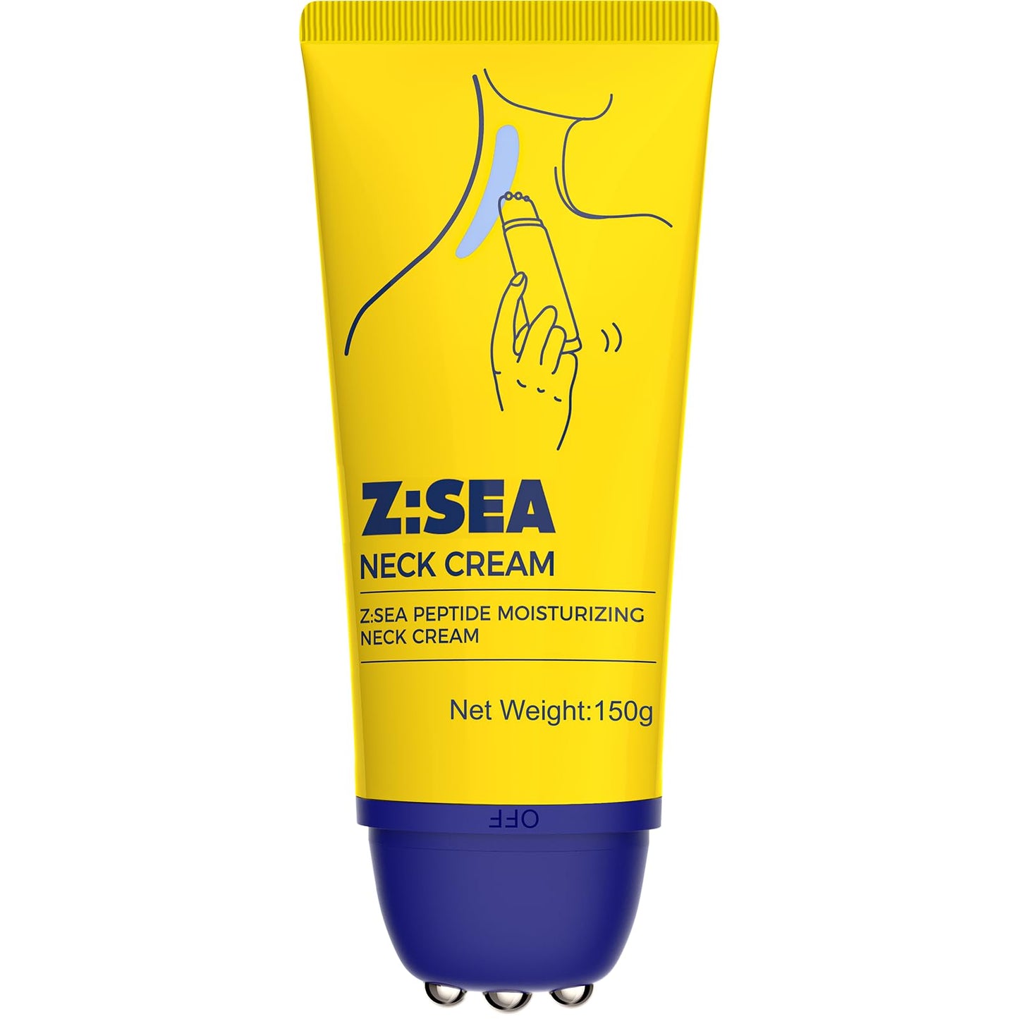 Z:SEA Neck Firming Cream with Roller for Gua Sha Massage, Tightening & Lifting Neck & Chest Cream for Crepey Skin, Anti Aging Moisturizer, 5.29 Oz