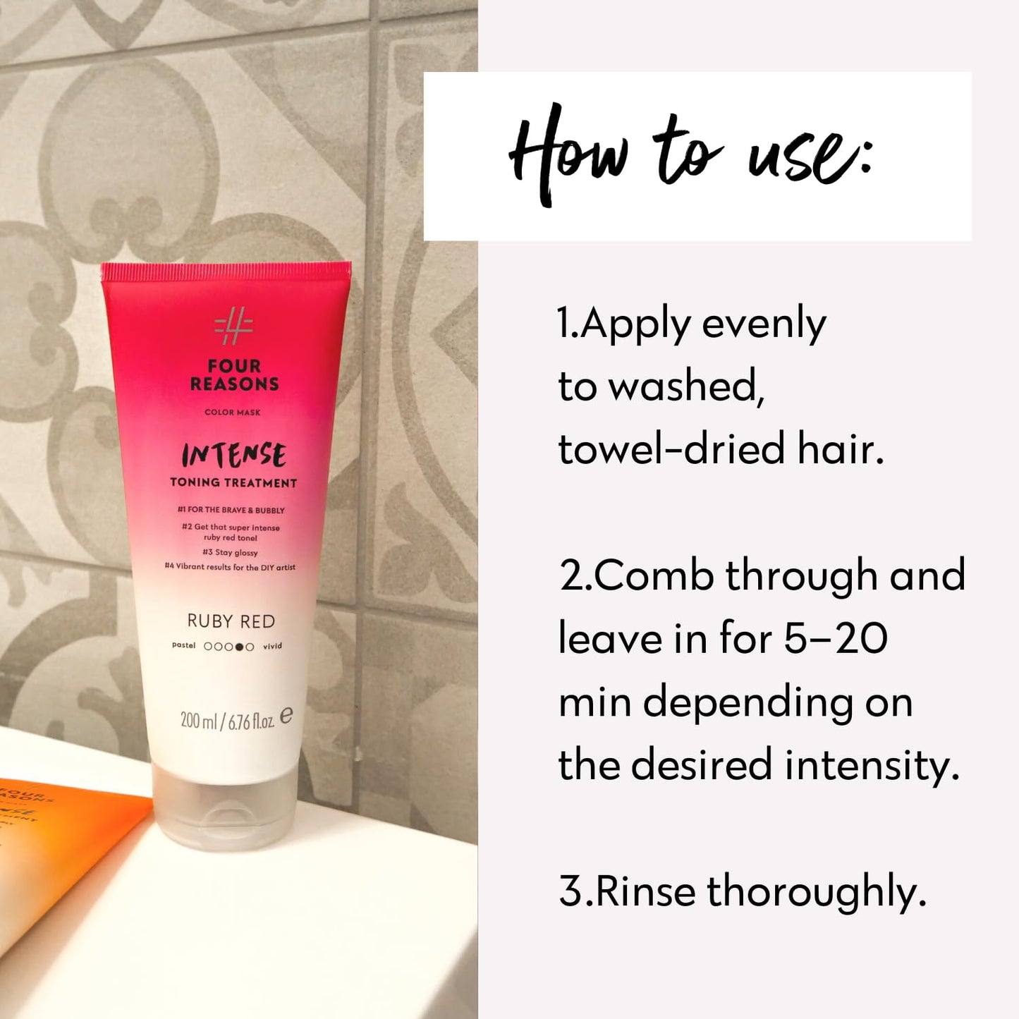 Intense Ruby Red Semi-Permanent Hair Dye - 100% Vegan Conditioning Treatment | 6.76 fl oz, 27 Shades Available