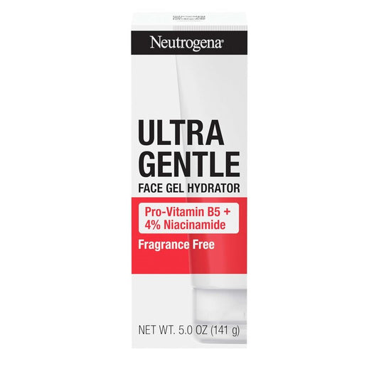 Neutrogena Ultra Gentle Face Gel Hydrator - Lightweight Gel Cream with Pro-Vitamin B5 & 4% Niacinamide for Acne-Prone Skin | 5.0 oz