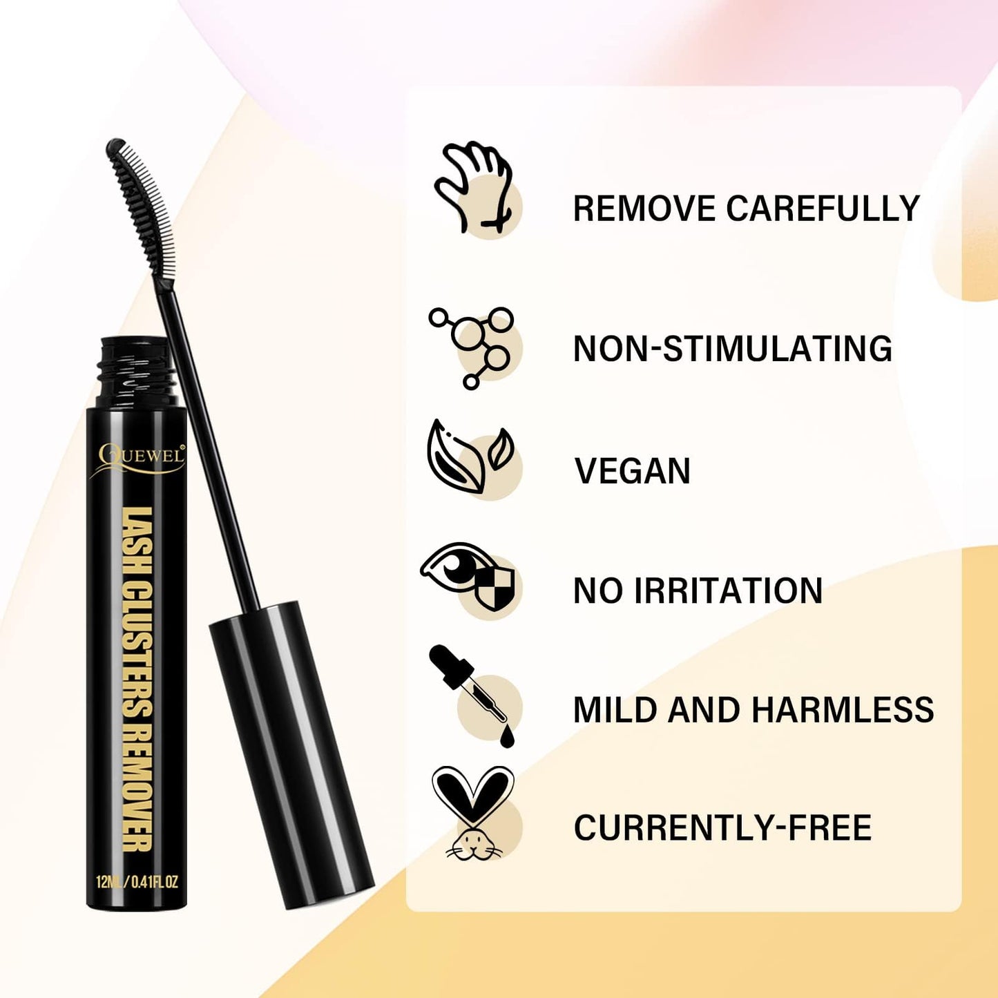 QUEWEL 12mL Cluster Eyelashes Bond Seal and Remover Kit, Eyelash Clusters Black Glue and DIY Eyelash Extensions Remover (bond seal remover)