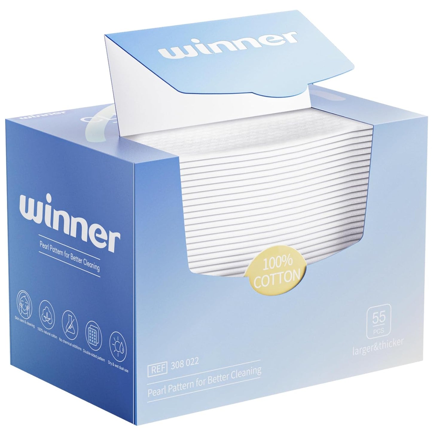 Ultra Soft Disposable Face Towels - 100% Biobased Makeup Remover Wipes for Sensitive Skin | XL, Odor-Free, 55 Count