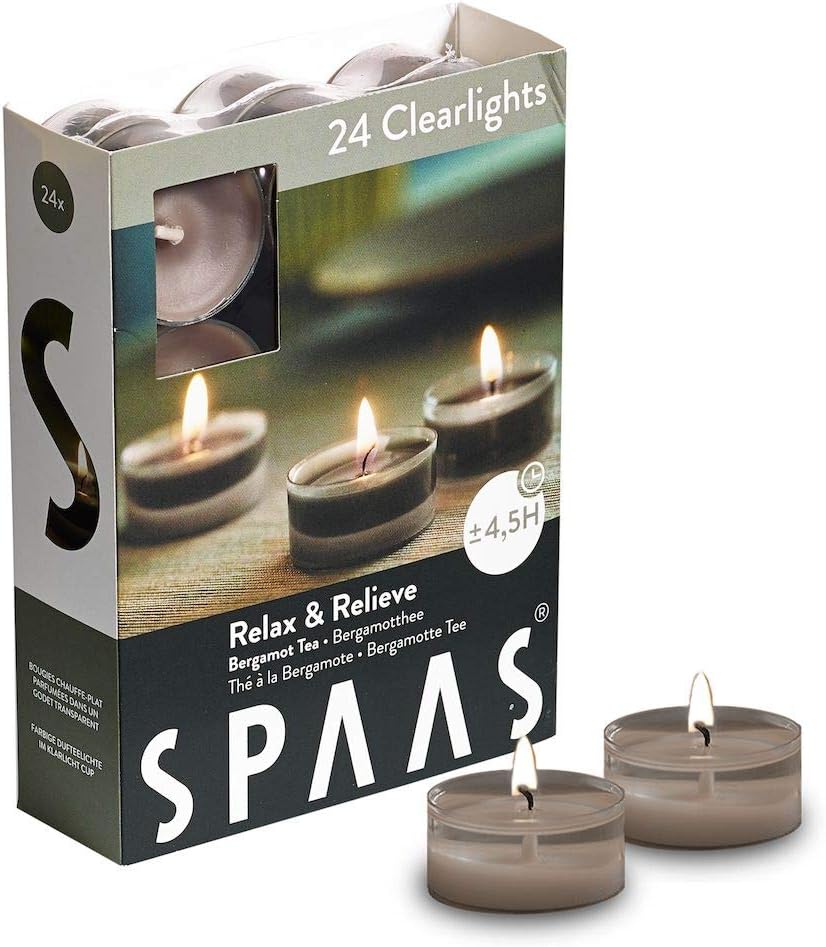 Morning Breeze Scented Tealights - Spaas 24 Clear Cup Candles, 4.5 Hour Burn Time