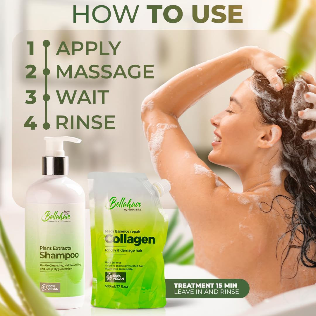 Bellahair Organic Sulfate-Free Tea Tree Shampoo for Curly, Thinning, Color-Treated & Dry Hair – Hair Growth, Frizz Control, Hydration & Volume – Natural Moisturizing Shampoo for Men & Women