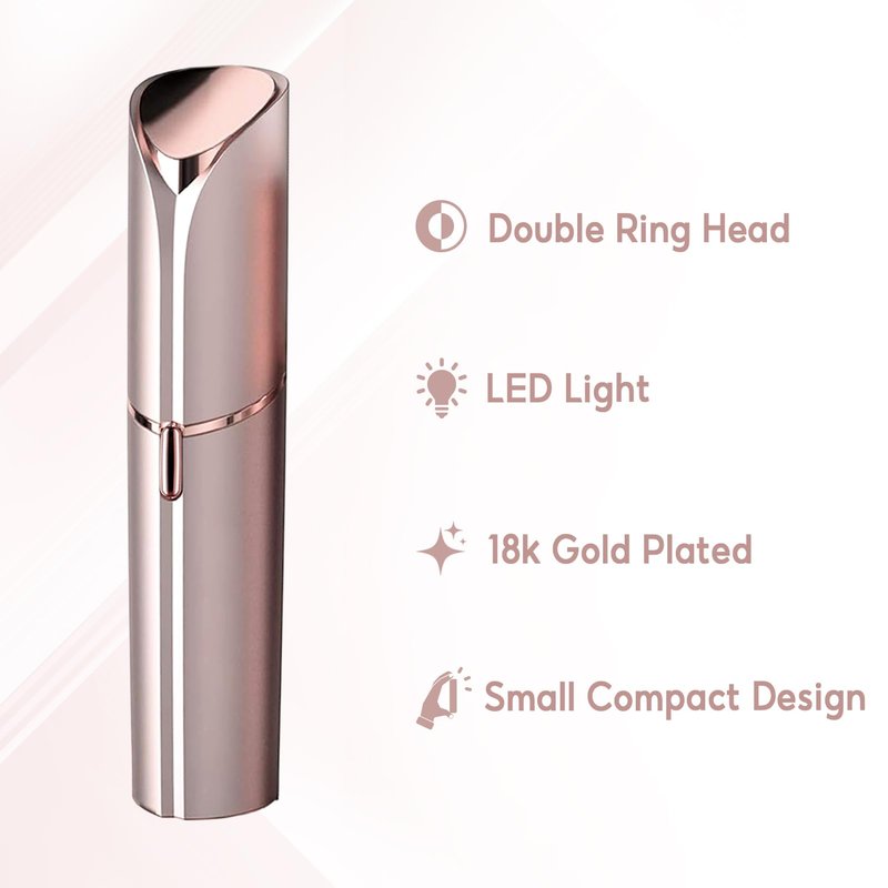 innobeaut Facial Hair Removal for Women, Electric Painless Facial Hair Remover for Face, Lip, Chin with USB Rechargeable and 2 Replacement Heads,Rose Gold
