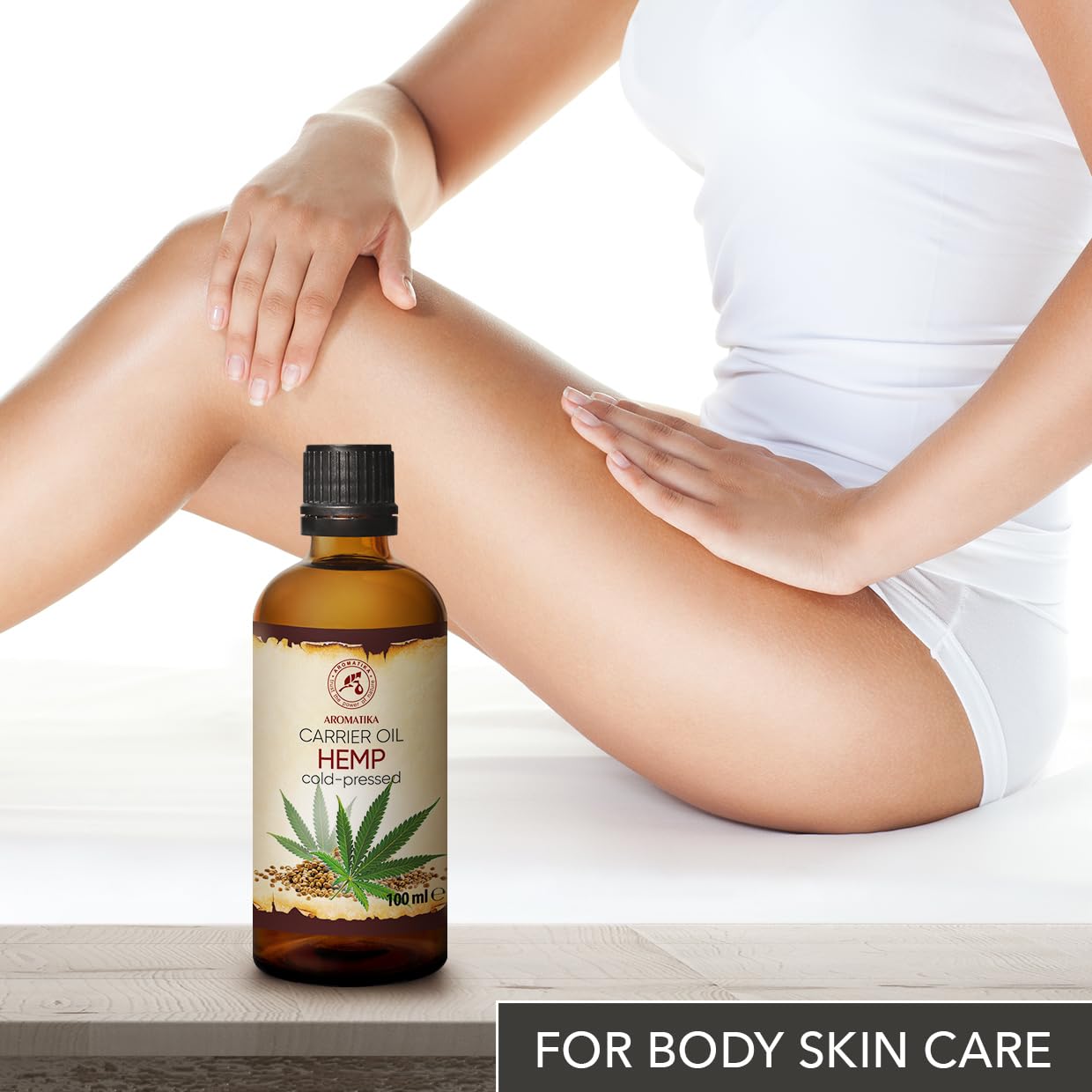 AROMATIKA Hemp Oil 3.4 Fl Oz - Pure & Natural - Cold Pressed Hemp Seed Oil - Unrefined Carrier Oil for Essential Oils - for Skin - Nails - Lips - Hair - Face & Body Care