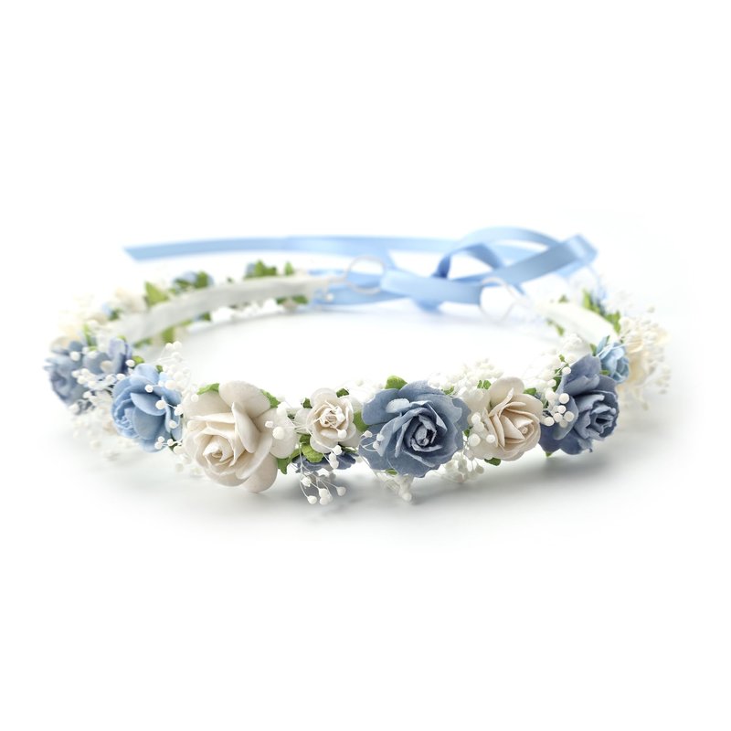 PoshMyra Flower Girl Crown with Baby's Breath Headpiece Floral Hair Wreath Rustic Wedding Hair Accessories Headband (Toddler)