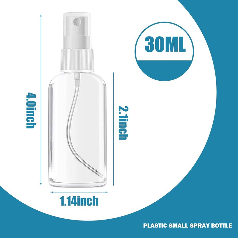 AODESTINY 100PCS 1oz/30ml Small Spray Bottle, Clear Fine Mist Spray Bottle Mini Empty Hair Spray Bottle, Plastic Refillable Cosmetic Containers for Plants, Cleaning, Misting & Skin Care