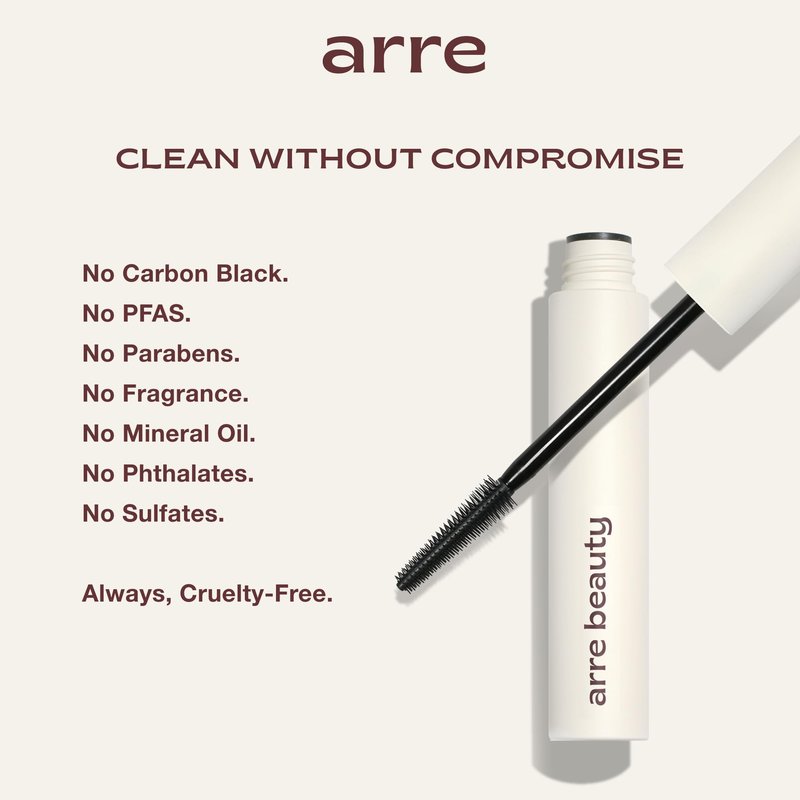 Arre Beauty Tubing Mascara - Lengthening Formula with Peptide Infused Lash Serum - Smudge-Proof, Warm Water Removal, Sensitive Eye Safe - Glossy Jet Black (Ace High)