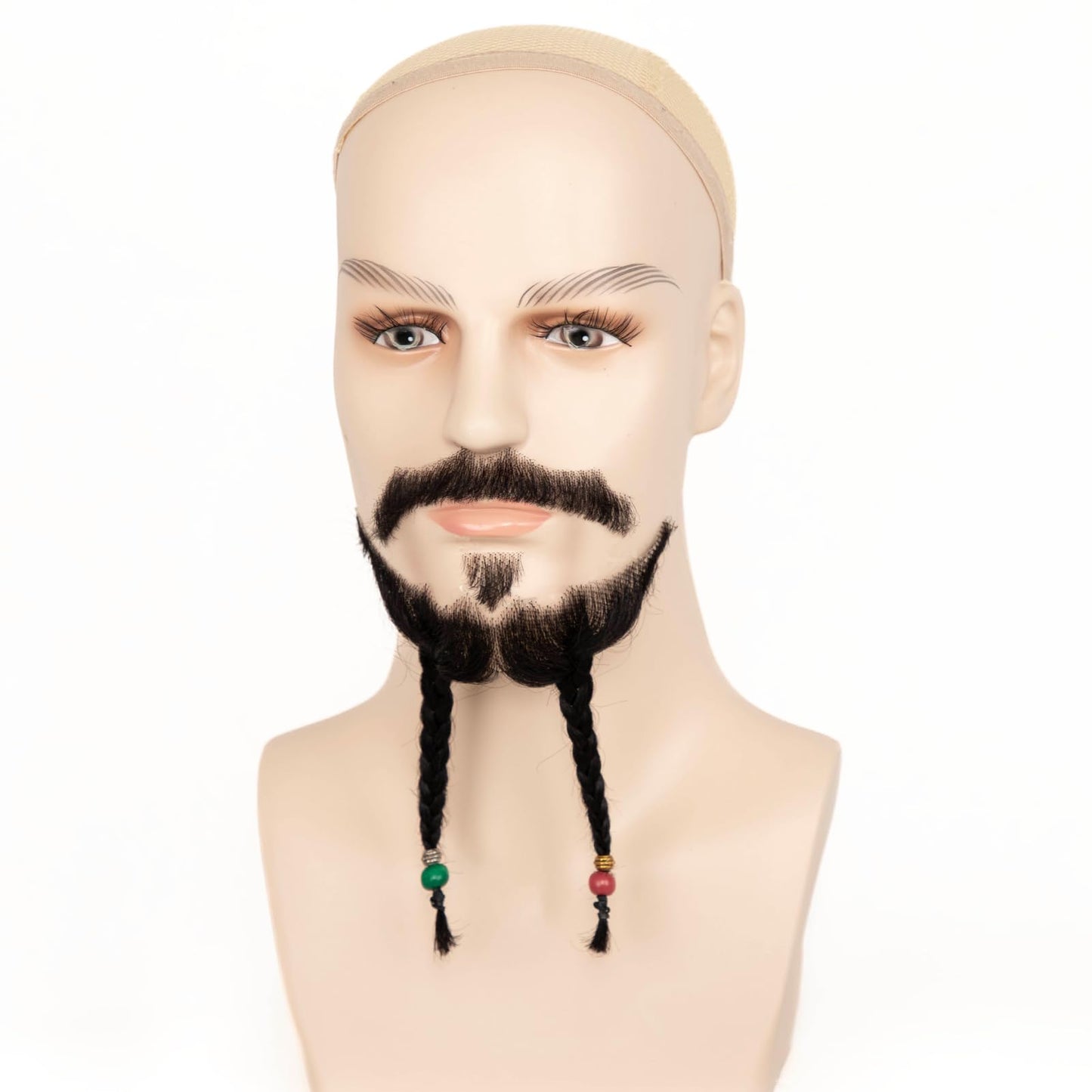 XRDDFL Human Hair Fake Beard for Men Fake Face Beard and Mustache Realistic Goatee Beard False Facial Hair Natural Brown Full Hand-Tied Lace Beards for Halloween Cosplay Costume Party