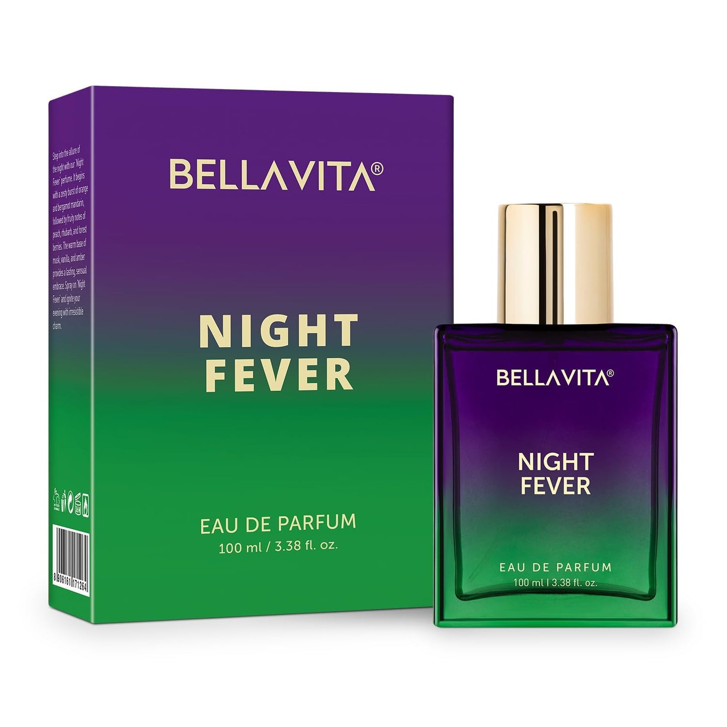 Bellavita Luxury Night Fever Eau de Parfum | 100 ml (3.4 fl.oz.) | Perfume for Men and Women | Oriental Fruity, Orange, Peach, and Musk Notes | Long Lasting Unisex Fragrance