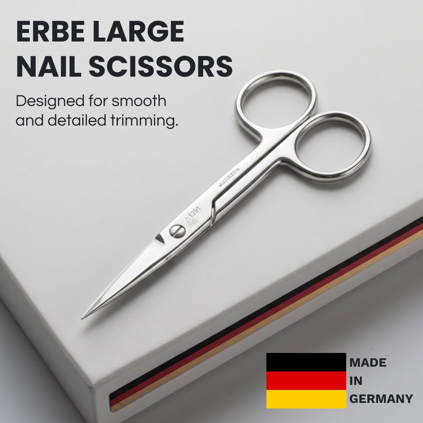 Erbe Large Heavy Duty Nail Scissors - German Toe Nail Cutter by Solingen, Germany - Premium Stainless Steel Toenail Scissors for Men - Durable, Precise, and Perfect for Tough Nails