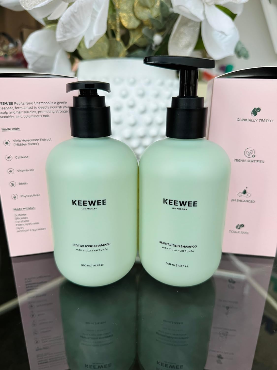 SRILabs KEEWEE Hair Growth Shampoo with Biotin, Niacinamide, Green Tea & Ginkgo – Thickening for Thinning Hair & Hair Loss | Sulfate-Free, Color-Safe, Scalp-Calming