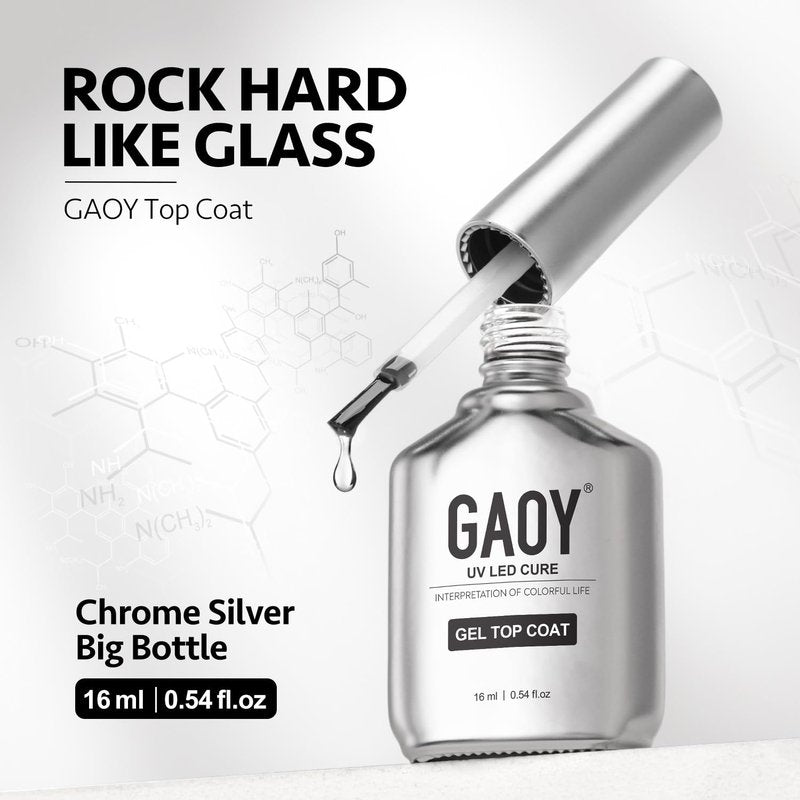 GAOY Gel Top Coat, Base Coat and White Gel Polish Set, 3 Pcs 16ml Clear Glossy No Wipe Combination and Color for UV Light Cure