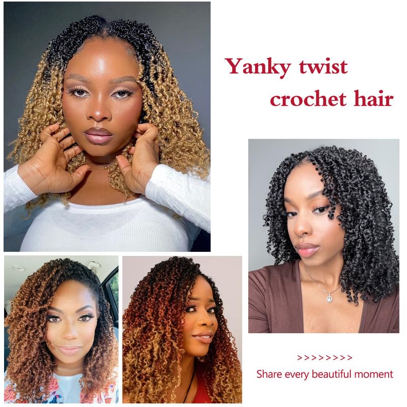 Yanky Twist Crochet Hair - Pre-Looped Passion Twist Braids | 9 Packs Brown Synthetic Extensions (14-1B)