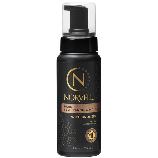 Norvell Sunless Dark Self Tanner Mousse with Mitt, 8 Fl Oz + Streak Free Tanning Applicator Mitt - Instant Natural Looking Bronzing Glow