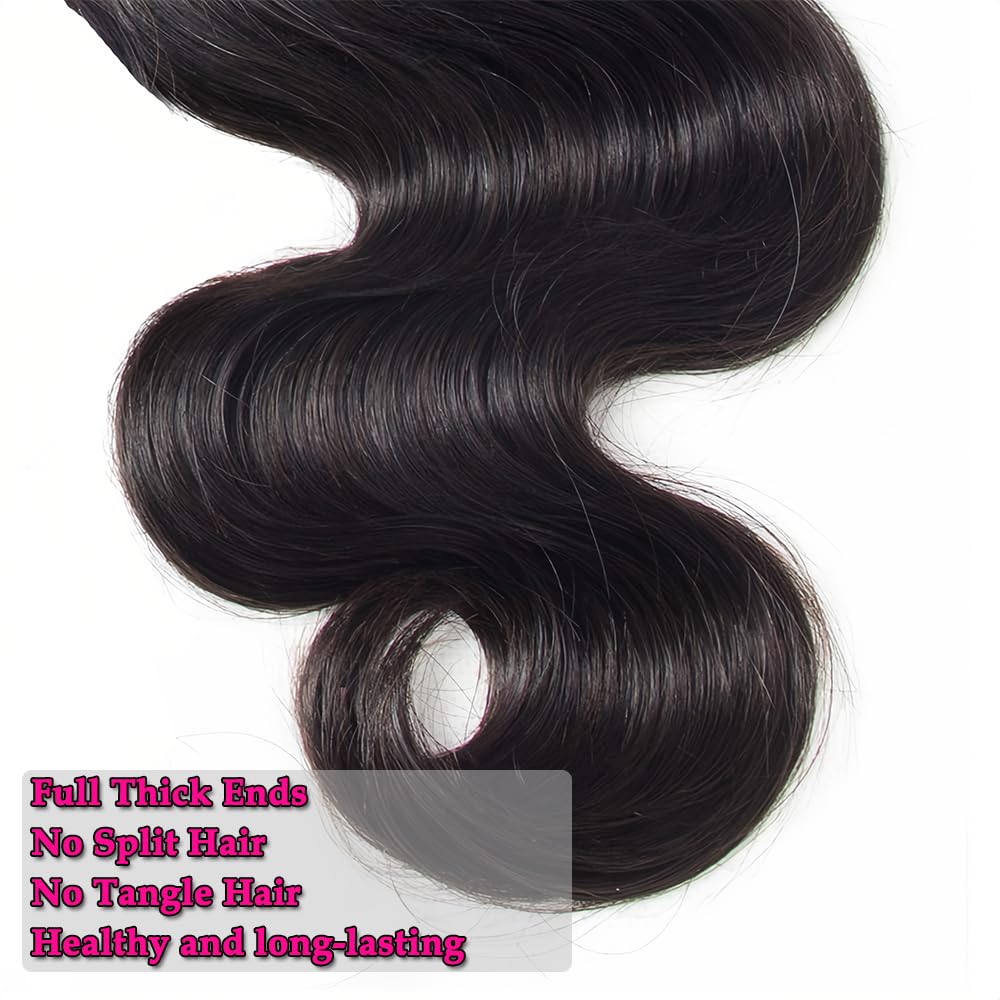 12A Human Hair Bundles 100g Body Wave Bundles Human Hair Extensions 18 Inch Brazilian Virgin Body Wave 1 Piece Deal Unprocessed Brazilian Quick Weave Extensions Natural Black