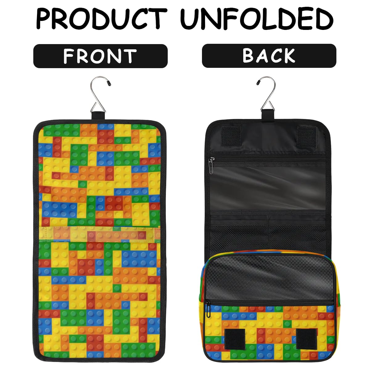 PATTERNFUL Video Game Hanging Travel Toiletry Bag for Kids, Women Cosmetic Organizer Makeup Bag Pouch Men Shaving Dopp Kit Shower Bag With Sturdy Hook