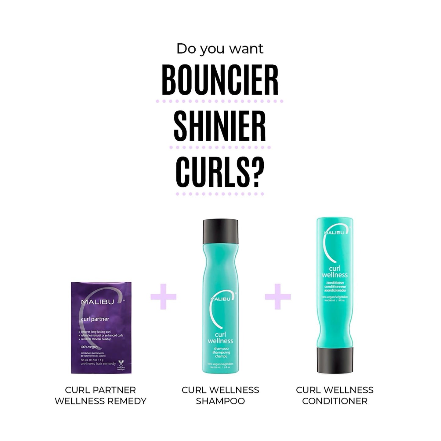Malibu C Curl Wellness - Curl-Enhancing Shampoo & Conditioner Set | Hydrating Frizz Control for Moisture & Shine