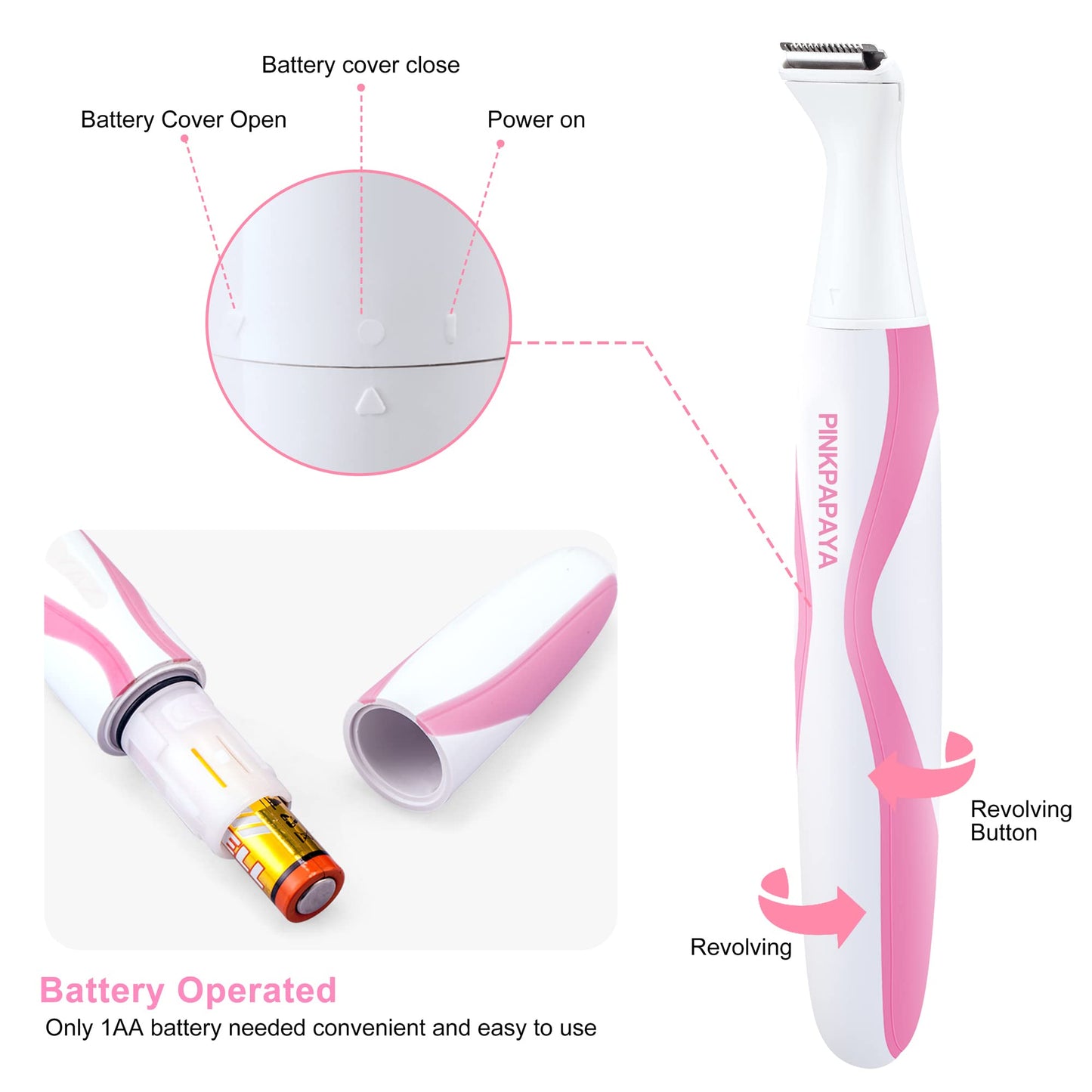 Pinkpapaya Electric Bikini Trimmer for Women,4 in 1 Electric Shaver,Bikini Line Hair Removal and Facial Hair Remover,Face Razors & Nose Hair Trimmer,Women's Grooming Kit,Tomato/p9k8